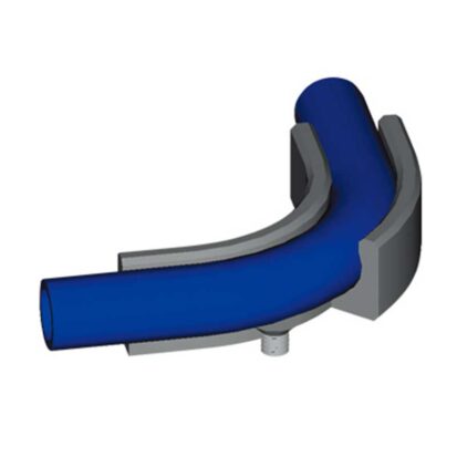 Flow bend clip showing pipe